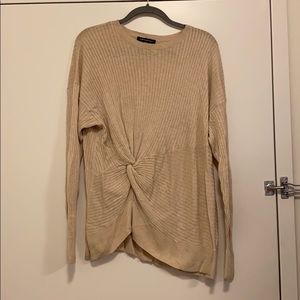 SomethingNavy Cream Sweater with Knotted Front